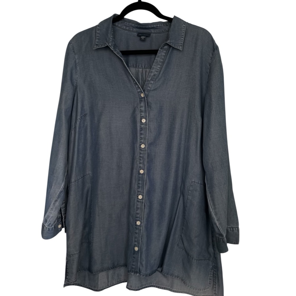J. Jill Denim Chambray Button Down Tunic  L Large